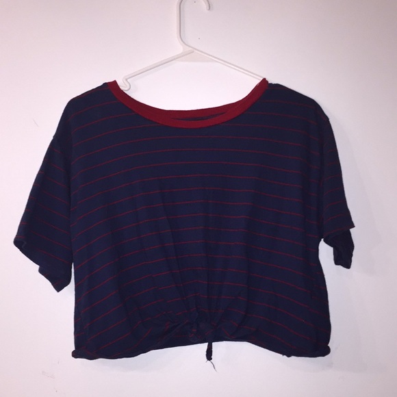 Forever 21 Tops - striped crop top with front tie